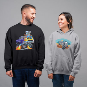Sudadera 55 Auto divertido en llamas bestia de pista de arr