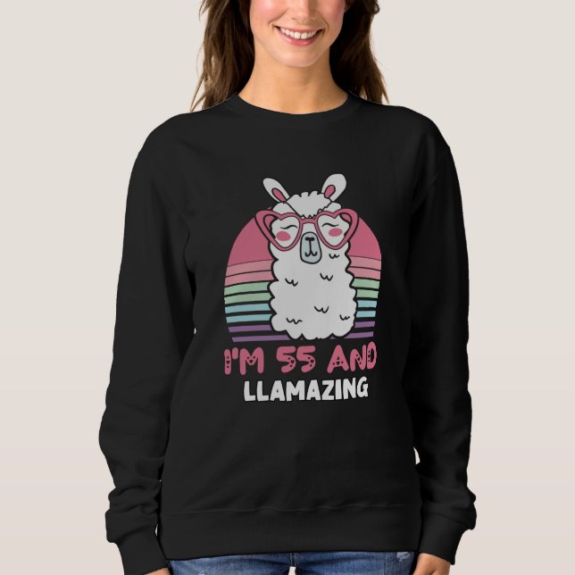 Sudadera 55 Year Old Bday Llamazing 55th Birthday Llama (Anverso)