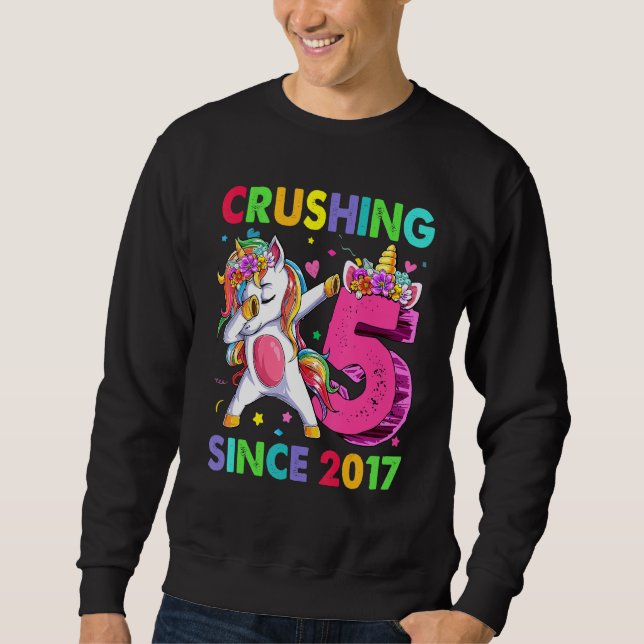 Sudadera 5 Aplastándolo desde 2017 Dabbing Unicornio (Anverso)