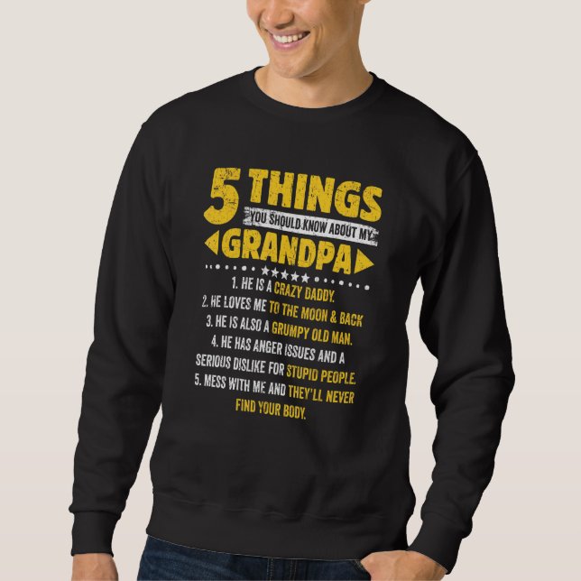 Sudadera 5 cosas que deberías saber sobre mis padres abuelo (Anverso)