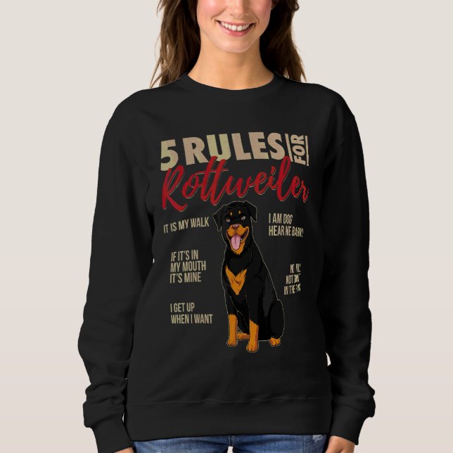 Sudadera 5 Reglas Para El Perro Rottweiler (Anverso)