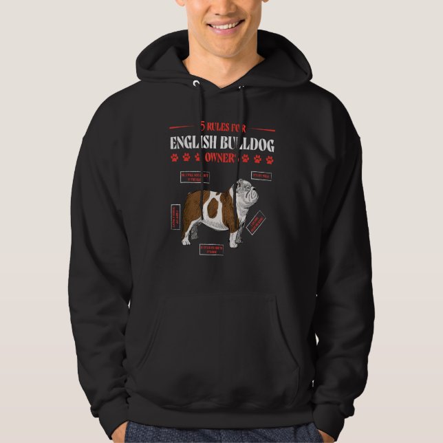 Sudadera 5 Rules for English Bulldog Owners Dog  Saying (Anverso)