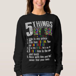 Sudadera 5 Things About My Son Autism Awareness Support for