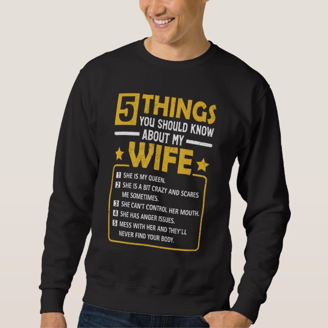 Sudadera 5 Things You Should Know About My Wife  Mommy (Anverso)