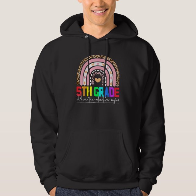 Sudadera 5th Fifth Grade Rainbow Leoprad Happy Back To Scho (Anverso)