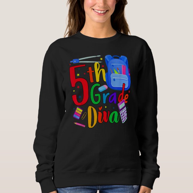 Sudadera 5th Grade Fifth Grader Rocks Back To School Diva (Anverso)