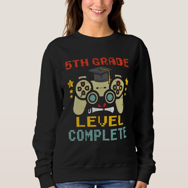 Sudadera 5th Grade Level Complete Gamer First Grade Graduat (Anverso)
