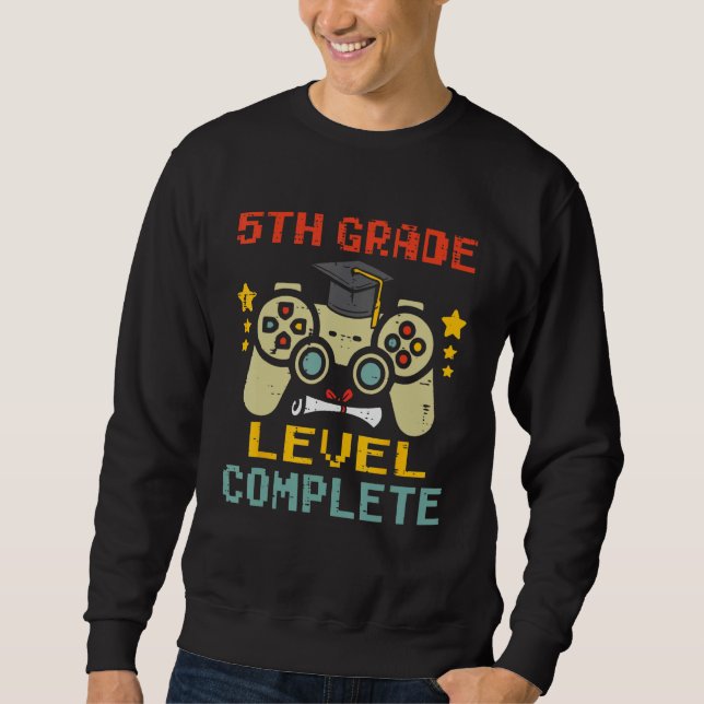 Sudadera 5th Grade Level Complete Gamer First Grade Graduat (Anverso)