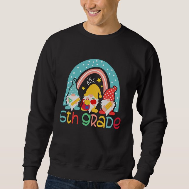 Sudadera 5th Grade  Rainbow Gnomes Happy First Day Of Schoo (Anverso)