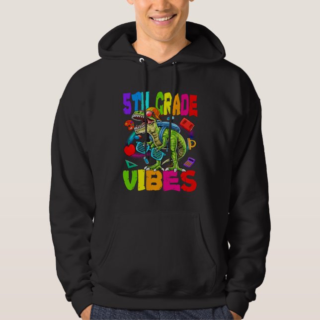 Sudadera 5th Grade Vibes Dinosaur Back To School (Anverso)