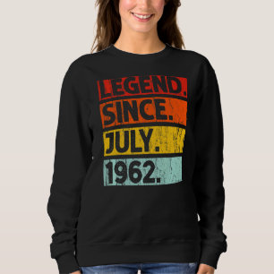 Sudadera 60.ª leyenda de cumpleaños desde julio de 1962 de 