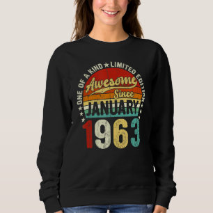 Sudadera 60.ª natalidad Hombres Mujeres Vintage Enero de 19