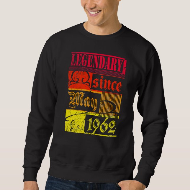 Sudadera 60.º Nacimiento Legendario Desde Mayo De 1962 Vint (Anverso)