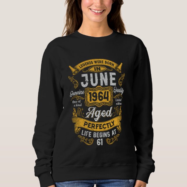 Sudadera 61ª fecha de nacimiento Leyendas reales junio de 1 (Anverso)