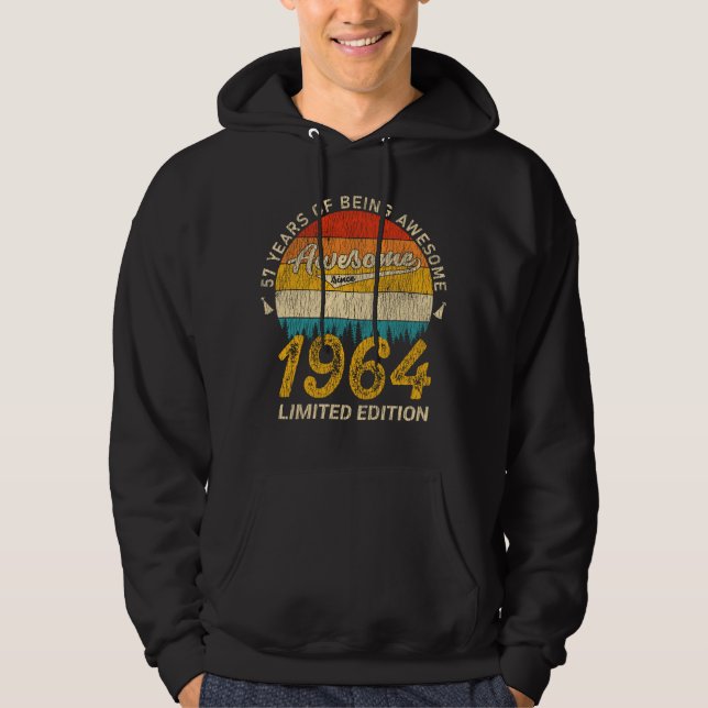 Sudadera 61 años de edad 1964 Regalo de cumpleaños 61 retro (Anverso)