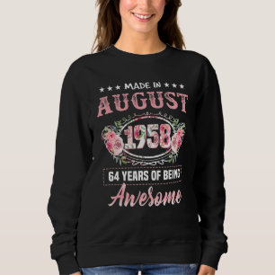 Sudadera 64 Años Hecho En Agosto De 1958 64 Años