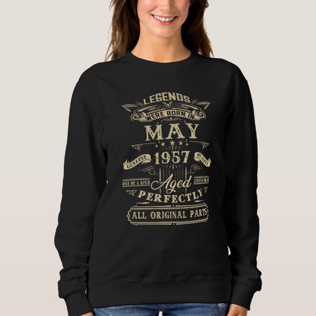 Sudadera 65º Cumpleaños De Leyendas Nacidas En Mayo De 1957 (Anverso)