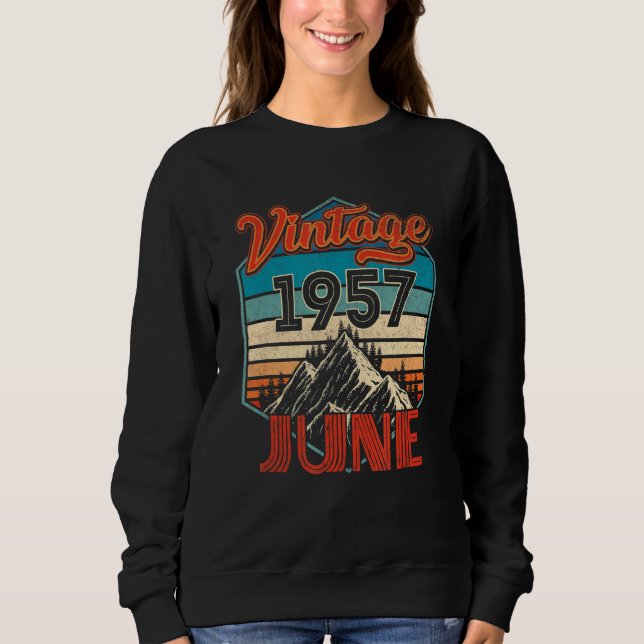 Sudadera 65 Cumpleaños Vintage Junio 1957 Retro Sunset (Anverso)