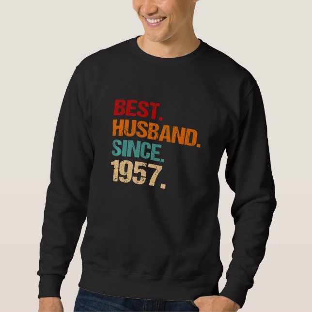 Sudadera 65th Wedding Anniversary Best Husband Since 1957 F (Anverso)