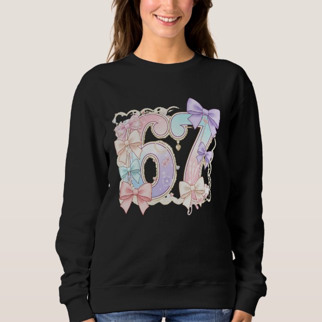 Sudadera 67 Meme Pastel Coquettes Bow Funny Kawaii 6 7 Numb (Anverso)