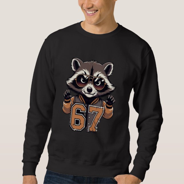 Sudadera 67 Meme Raccoon Six Seven High School Varsity Lett (Anverso)
