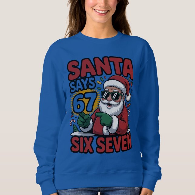 Sudadera 67 Six Seven Funny Christmas Santa Meme (Anverso)
