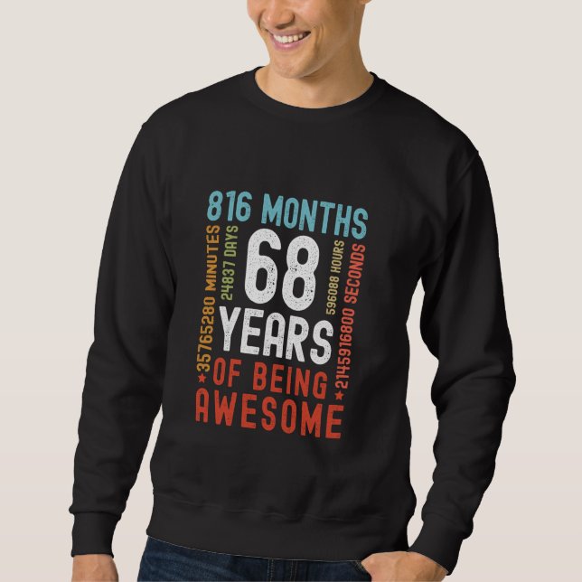 Sudadera 68 Años 816 Meses De Ser Impresionante Gracioso 68 (Anverso)