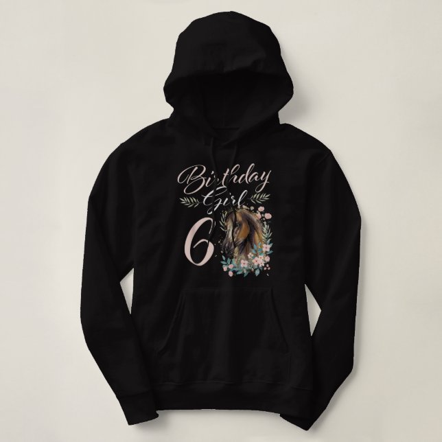Sudadera 6.º Chica de cumpleaños Caballo de 6 años de edad (Diseño del anverso)