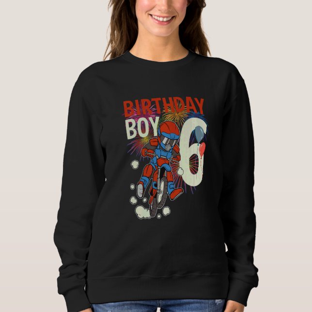 Sudadera 6.º cumpleaños Fiesta Dirt Bike Boy Bike Offroad B (Anverso)