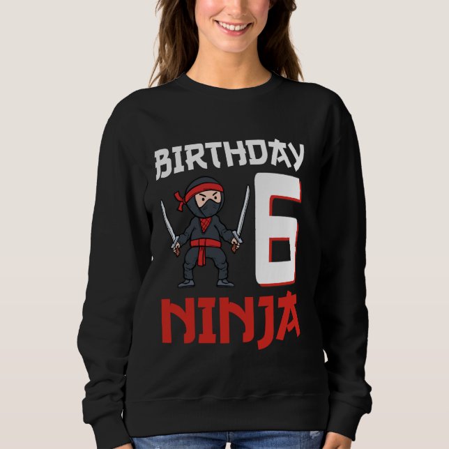 Sudadera 6.º cumpleaños Ninja Tengo 6 años y soy gracioso N (Anverso)