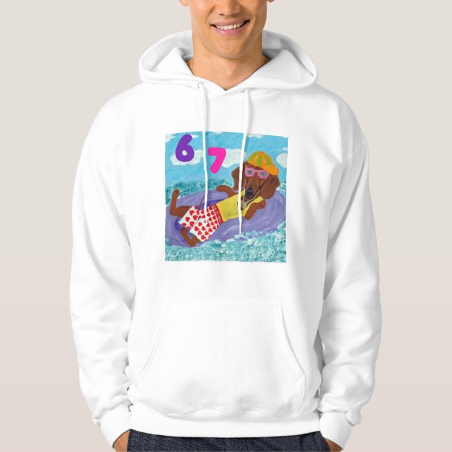 Sudadera 6 7 Dachshund beach bum on float (Anverso)