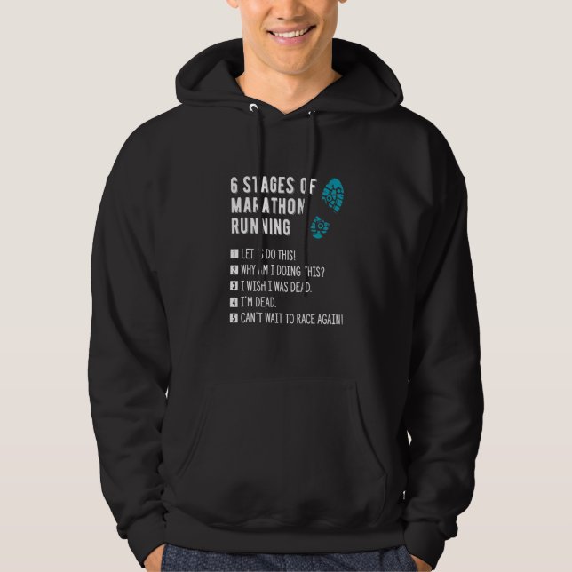 Sudadera 6 Etapas De Marathon Runner Run Cita Meme (Anverso)
