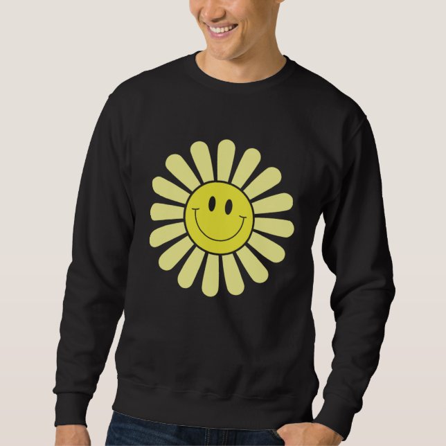 Sudadera 70s Yellow Smile Face Flower  Happy Peace Smiling  (Anverso)