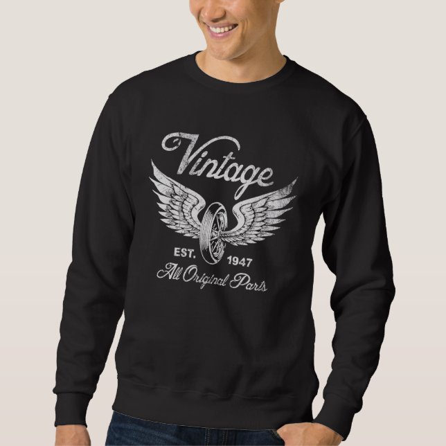 Sudadera 75 Aniversario Est 1947 Volante de motocicleta de  (Anverso)