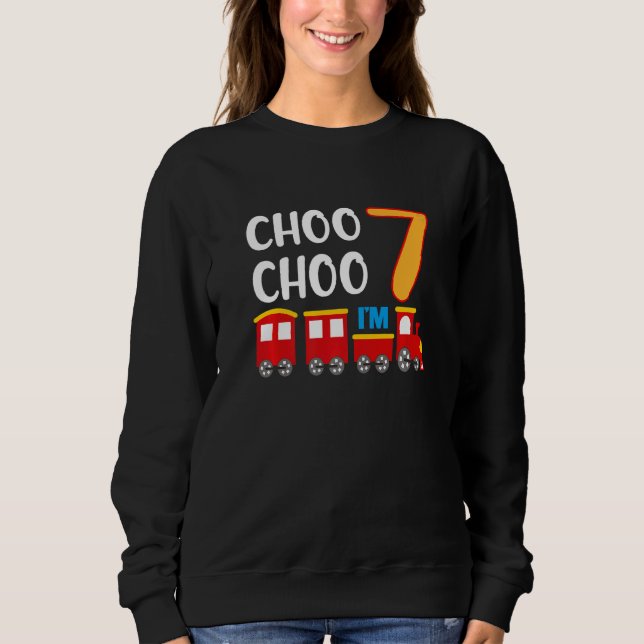 Sudadera 7.º cumpleaños Ferrocarril de niño de 7 años (Anverso)