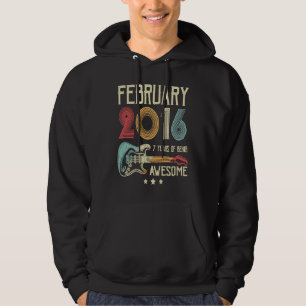 Sudadera 7.º cumpleaños Guitarra retro febrero 2016 7 años
