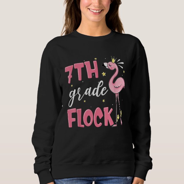 Sudadera 7th Grade Flock Flamingo Back To School Girls (Anverso)
