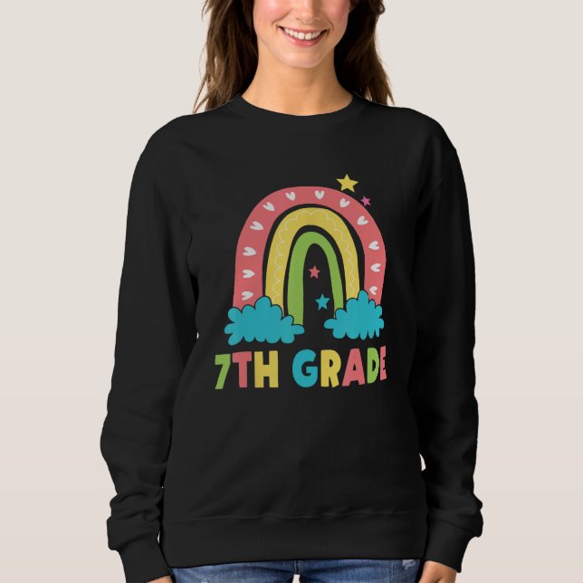 Sudadera 7th Grade Rainbow Girl Boys Teacher Hello 7th Grad (Anverso)