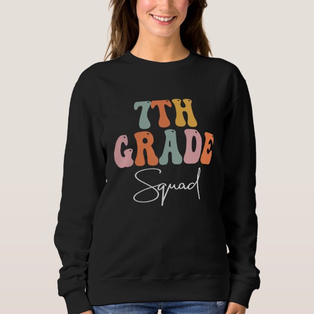 Sudadera 7th Grade Squad Retro Groovy Teacher Happy 1st Day (Anverso)