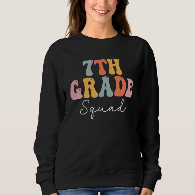 Sudadera 7th Grade Squad Retro Groovy Women Happy First Day (Anverso)