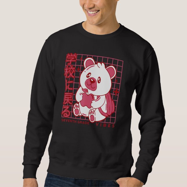 Sudadera 7th Grade Vibes Back to School Teddy Bear Japanese (Anverso)