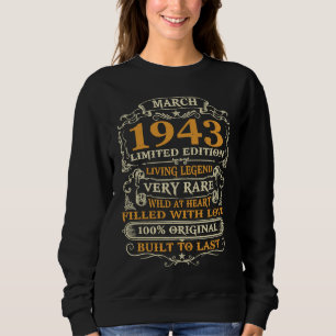 Sudadera 80.º cumpleaños 80 años Retro Vintage Marzo 19