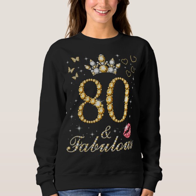 Sudadera 80 y fabuloso 80 cumpleaños 80 años de edad y fabu (Anverso)