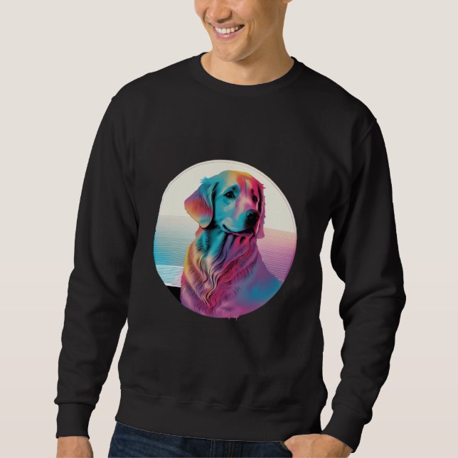 Sudadera 80s Synthwave Golden Retriever with a Retro Aesthe (Anverso)
