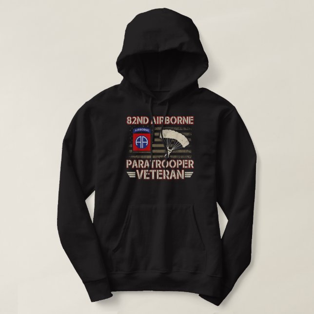 Sudadera 82.ª camiseta de la bandera veterana del paracaidi (Diseño del anverso)