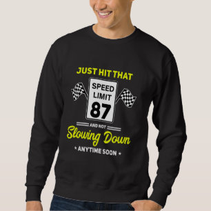 Sudadera 87.º Rótulo de límite de velocidad de cumpleaños d