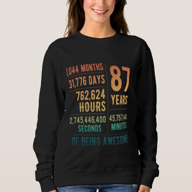Sudadera 87 años Hombres de Cumpleaños Mujeres Graciosas 87 (Anverso)