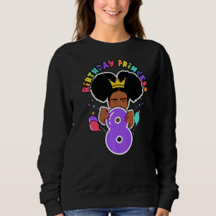 Sudadera 8.ª Princesa de Cumpleaños Melanin Afro Puffs Chic