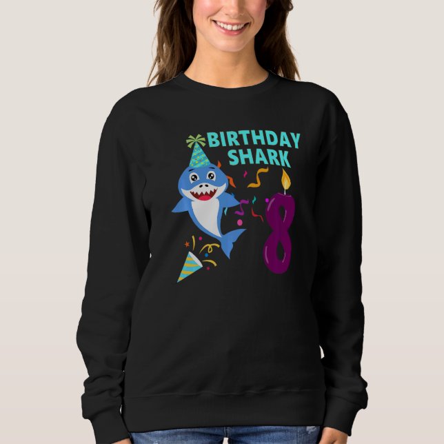 Sudadera 8.º cumpleaños niños bebé tiburón niño cumpleaños  (Anverso)