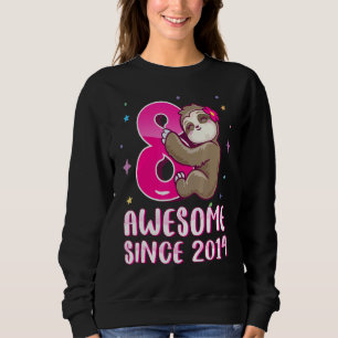 Sudadera 8 años de edad, eslogan rosado 8 años de edad Chic